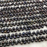 ELEISPL JEWELRY 15 Strands 7*8-9mm Potato Black Pearls Strings #1049-9