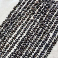 ELEISPL JEWELRY 15 Strands 7*8-9mm Potato Black Pearls Strings #1049-9