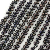 ELEISPL JEWELRY 15 Strands 7*8-9mm Potato Black Pearls Strings #1049-9