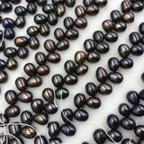 ELEISPL JEWELRY 15 Strands 7*8-9mm Potato Black Pearls Strings #1049-9