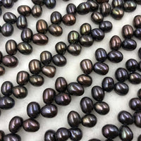 ELEISPL JEWELRY 15 Strands 7*8-9mm Potato Black Pearls Strings #1049-9