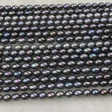 ELEISPL JEWELRY 15 Strands 6mm Rice Shape Black Pearls #1058-1