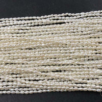 ELEISPL For 10 Strands 2mm Small Beads Rice White Freshwater Pearls Loose Beads Strings #1061