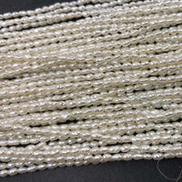 ELEISPL For 10 Strands 2mm Small Beads Rice White Freshwater Pearls Loose Beads Strings #1061