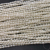 ELEISPL For 10 Strands 2mm Small Beads Rice White Freshwater Pearls Loose Beads Strings #1061