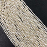 ELEISPL For 10 Strands 2mm Small Beads Rice White Freshwater Pearls Loose Beads Strings #1061