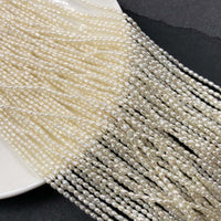 ELEISPL For 15 Strands 2mm Small White Freshwater Rice Pearls Loose Strings #1062