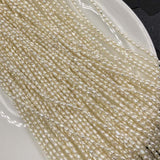 ELEISPL For 15 Strands 2mm Small White Freshwater Rice Pearls Loose Strings #1062