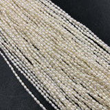 ELEISPL For 15 Strands 2mm Small White Freshwater Rice Pearls Loose Strings #1062