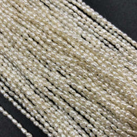 ELEISPL For 15 Strands 2mm Small White Freshwater Rice Pearls Loose Strings #1062