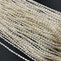 ELEISPL For 15 Strands 2mm Small White Freshwater Rice Pearls Loose Strings #1062