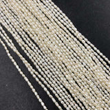 ELEISPL For 15 Strands 2mm Small White Freshwater Rice Pearls Loose Strings #1062