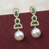 ELEISPL FINE JEWELRY AAA Perfect Round White Pearls Dangle Earrings Sterling Silver