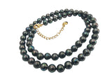 AAA 6mm perfect round black sea shell beads necklace
