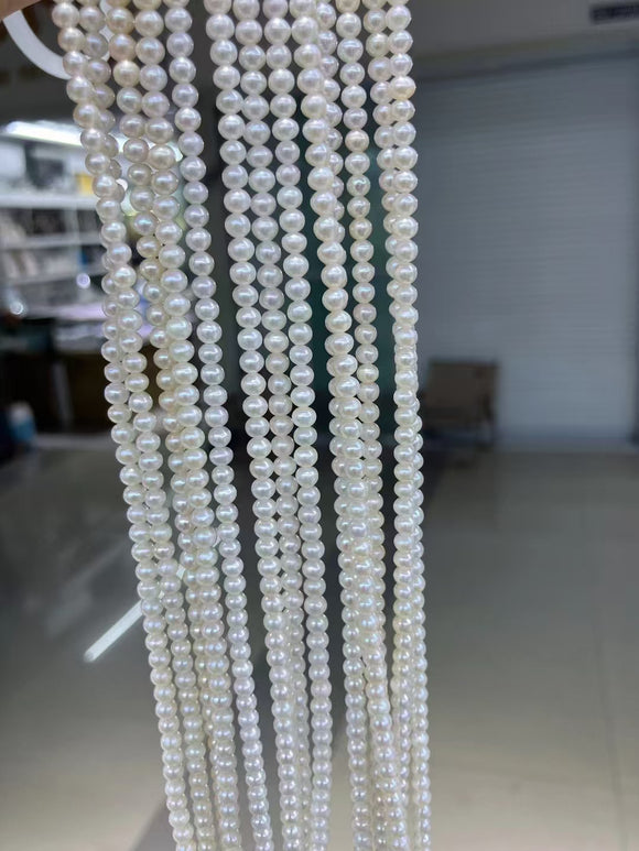 2025 Newly Wholesale Loose Freshwater Akoya Pearl Strings small 3-4mm