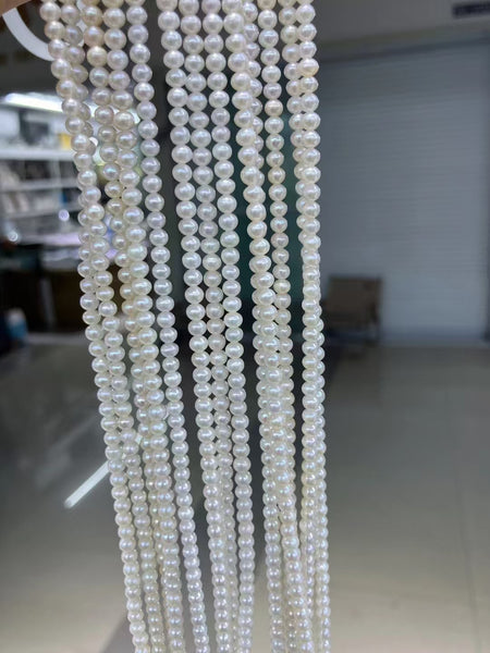 2025 Newly Wholesale Loose Freshwater Akoya Pearl Strings small 3-4mm