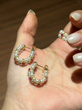 Gorgeous small freshwater pearl 2rows bracelets ring and earring set