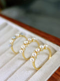 Gorgeous 3-4mm small sea water akoya pearls ring golden
