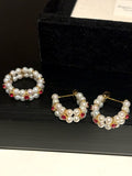 Gorgeous small freshwater pearl 2rows bracelets ring and earring set