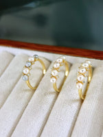 Gorgeous 3-4mm small sea water akoya pearls ring golden