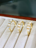 Gorgeous 3-4mm small sea water akoya pearls ring golden