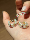 Gorgeous small freshwater pearl 2rows bracelets ring and earring set