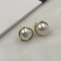 ELEISPL JEWELRY 10 Piars 11-12mm Baroque Natural Pearls Studs Earrings #498-9