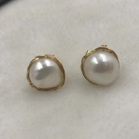 ELEISPL JEWELRY 10 Piars 11-12mm Baroque Natural Pearls Studs Earrings #498-9