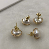 ELEISPL JEWELRY 10 Piars 11-12mm Baroque Natural Pearls Studs Earrings #498-9