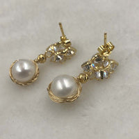 ELEISPL JEWELRY For 5 Pairs 10mm Handcraft FW Pearls Dangle Earrings #498-8