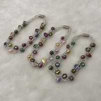 ELEISPL Wholesale 18 Sets 3lines Multicolours Pearls Sets Necklace & Bracelets #498-12