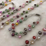 ELEISPL Wholesale 6 Sets 3lines Bright Mixed FW Pearls Necklace & Bracelets Sets #498-15