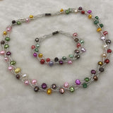 ELEISPL Wholesale 6 Sets 3lines Bright Mixed FW Pearls Necklace & Bracelets Sets #498-15