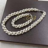 ELEISPL Handcraft Jewelry White Or Purple Freshwater Pearls Necklace  or Braceelts sets #508-3