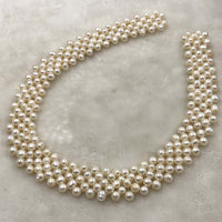 ELEISPL Handcraft Jewelry  6mm White Freshwater Pearls Choker Necklace #508-4-2