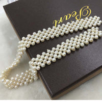 ELEISPL Handcraft Jewelry  6mm White Freshwater Pearls Choker Necklace #508-4-2