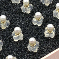 【ELEISPL] 10 Pairs AAA Small 3MM Round White Pearls Studs Earrings 18K Gold