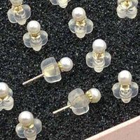 【ELEISPL] 10 Pairs AAA Small 3MM Round White Pearls Studs Earrings 18K Gold