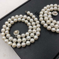 ELEISPL JEWELRY 7.5－8.5mm White Pearls Necklace Or Sets