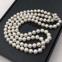 ELEISPL JEWELRY 7.5－8.5mm White Pearls Necklace Or Sets