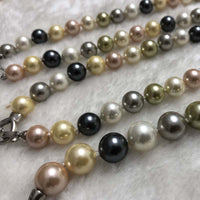 {ELEISPL] AAA Wholesale 3 Strands 10mm Multi-colours Sea Shell Pearls Necklace #23502-1