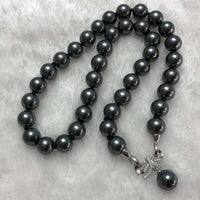 {ELEISPL] AAA Wholesale 2 Strands 10mm Black Sea Shell Pearls Necklace #23502-2