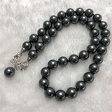 {ELEISPL] AAA Wholesale 2 Strands 10mm Black Sea Shell Pearls Necklace #23502-2