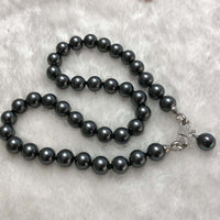 {ELEISPL] AAA Wholesale 2 Strands 10mm Black Sea Shell Pearls Necklace #23502-2