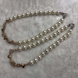 {ELEISPL] Love Style Pendant AAA Wholesale 2 Strands 12mm white Sea Shell Pearls Necklace #23502-3