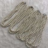 {ELEISPL] AAA Wholesale 4 Qty 3rows 8.5mm Perfect Round White Sea Shell Pearls Necklace #23502-4