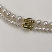 ELEISPL 2 Strands 3mm and 6mm White Fine Pearls Necklace Gold Magnetic Clasp