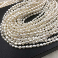 ELEISPL Newly Lots 20 Strands 4-5mm Rice White Freshwater Pearls Strings Free Shipping