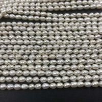 ELEISPL Newly Lots 20 Strands 4-5mm Rice White Freshwater Pearls Strings Free Shipping