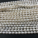 ELEISPL Newly Lots 20 Strands 4-5mm Rice White Freshwater Pearls Strings Free Shipping